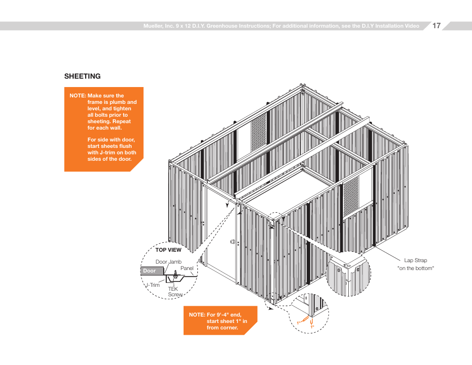 Sheeting | Mueller 9x12 D.I.Y. Greenhouse User Manual | Page 17 / 23