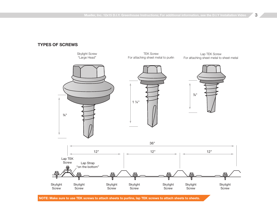 Mueller 12x15 D.I.Y. Greenhouse User Manual | Page 3 / 23