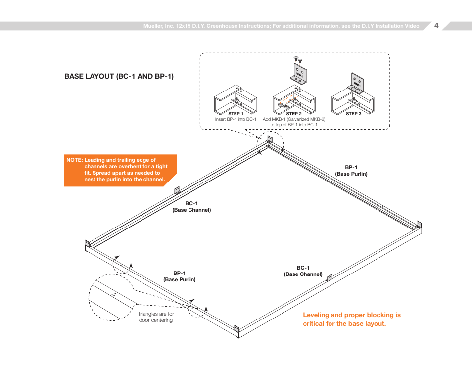 Base layout (bc-1 and bp-1) | Mueller 12x15 D.I.Y. Greenhouse User Manual | Page 4 / 23