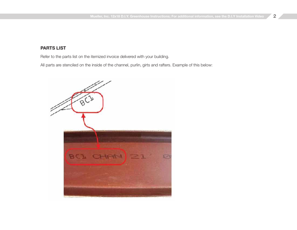 Parts list | Mueller 12x18 D.I.Y. Greenhouse User Manual | Page 2 / 23