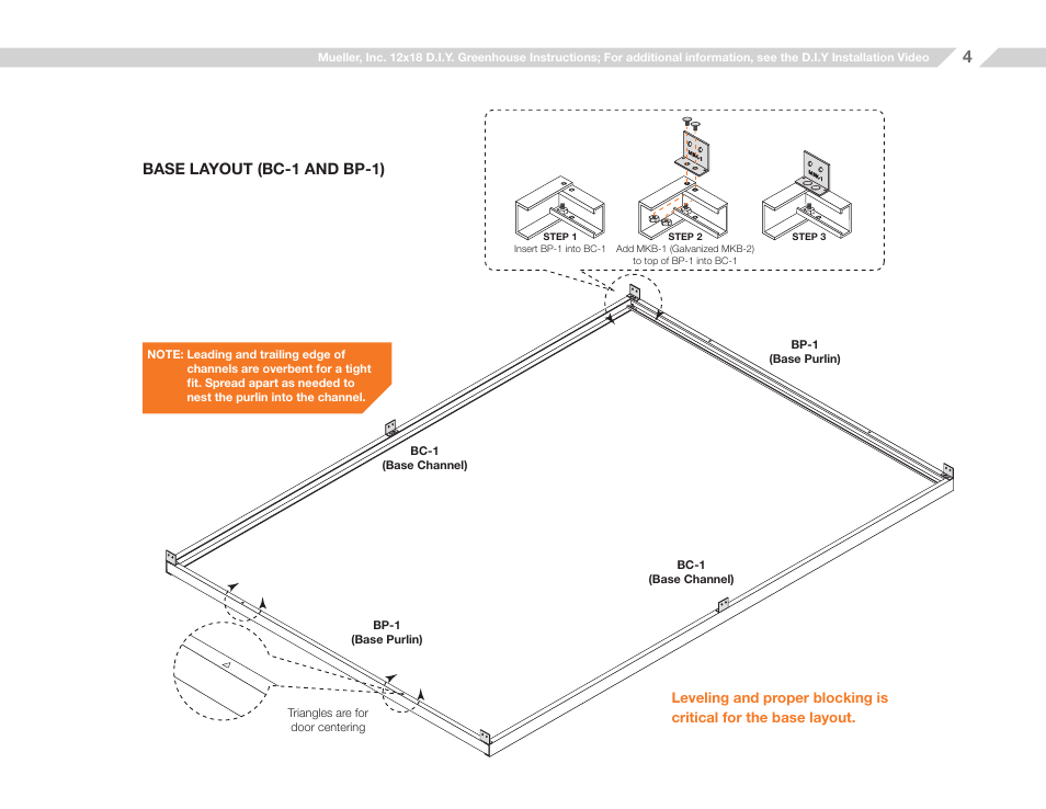 Base layout (bc-1 and bp-1) | Mueller 12x18 D.I.Y. Greenhouse User Manual | Page 4 / 23