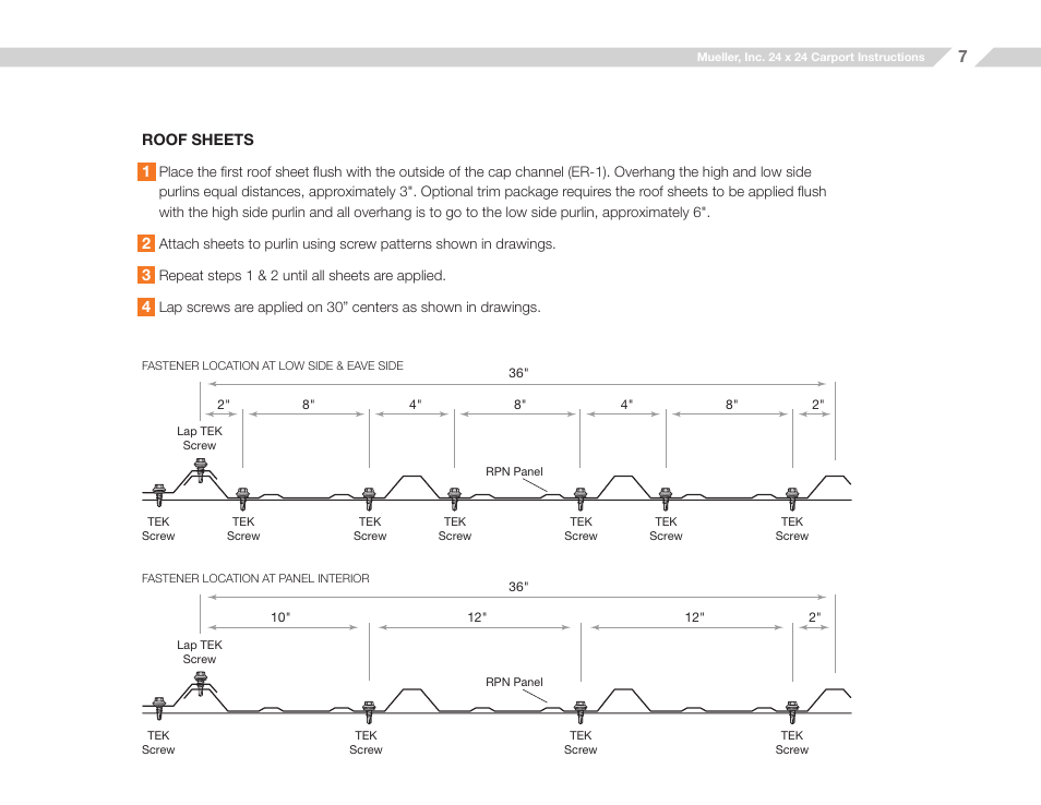 Mueller 12x20 Carport User Manual | Page 7 / 9
