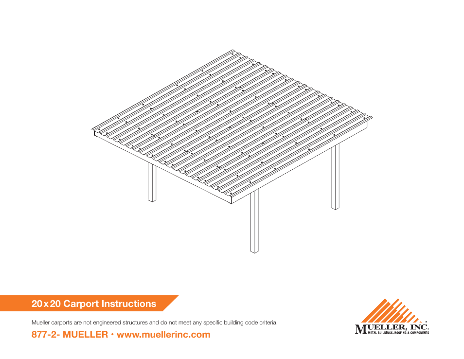 Mueller 20x20 Carport User Manual | 9 pages