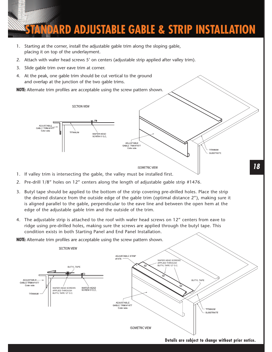 Standard adjustable gable & strip installation | Mueller AP Panel User Manual | Page 18 / 29