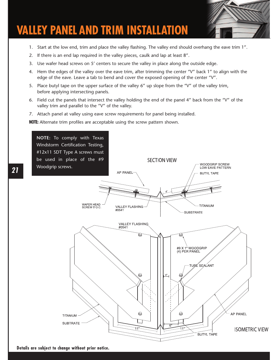 Valley panel and trim installation | Mueller AP Panel User Manual | Page 21 / 29