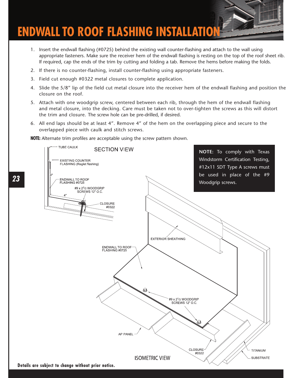 Endwall to roof flashing installation | Mueller AP Panel User Manual | Page 23 / 29