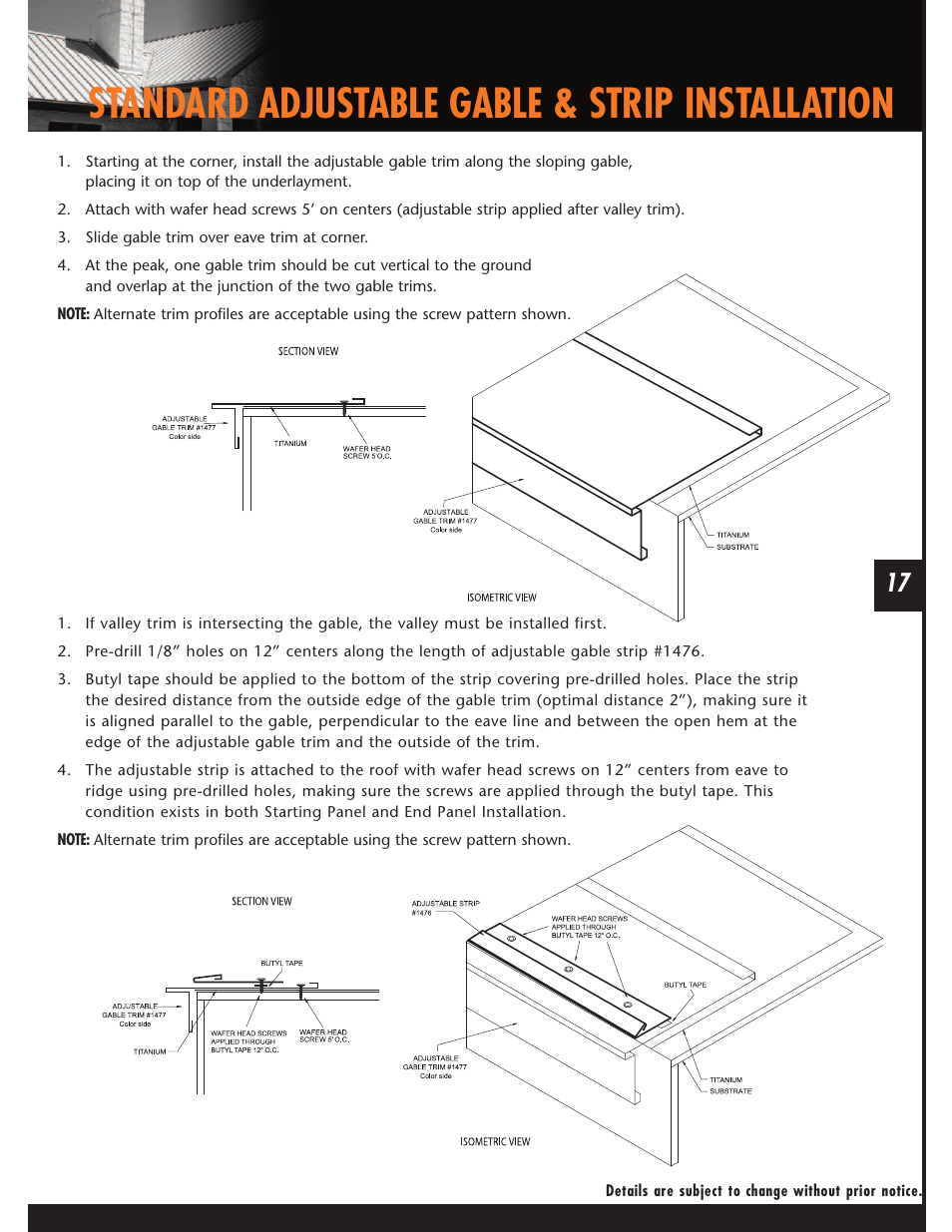 Standard adjustable gable & strip installation | Mueller CF Panel User Manual | Page 17 / 28