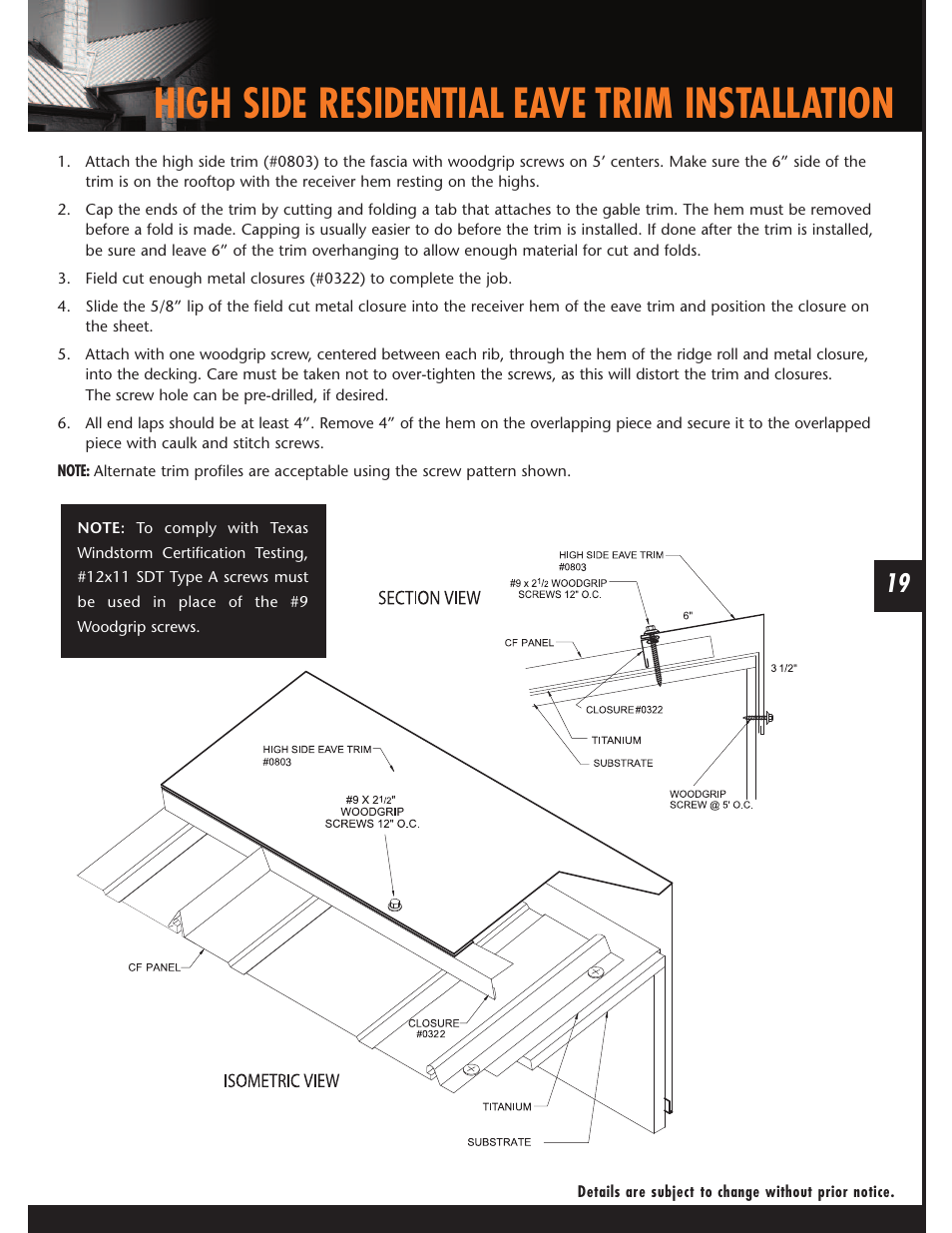 High side residential eave trim installation | Mueller CF Panel User Manual | Page 19 / 28