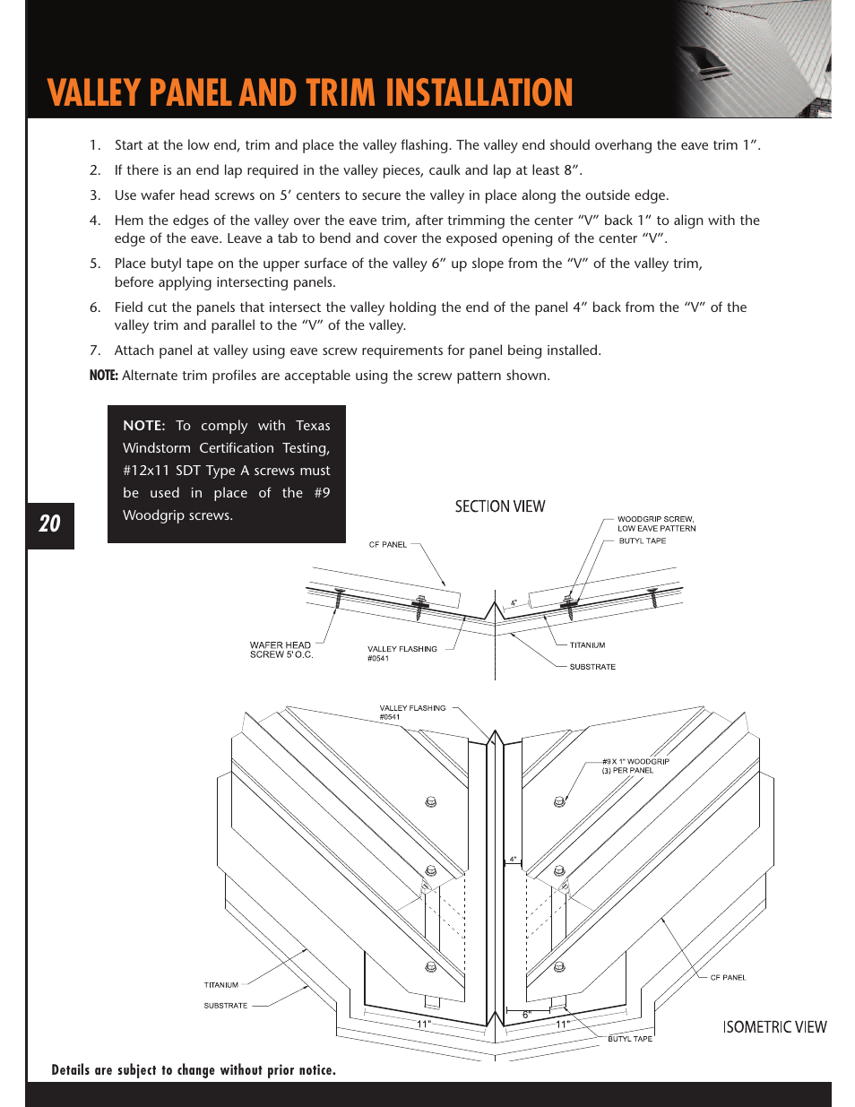 Valley panel and trim installation | Mueller CF Panel User Manual | Page 20 / 28