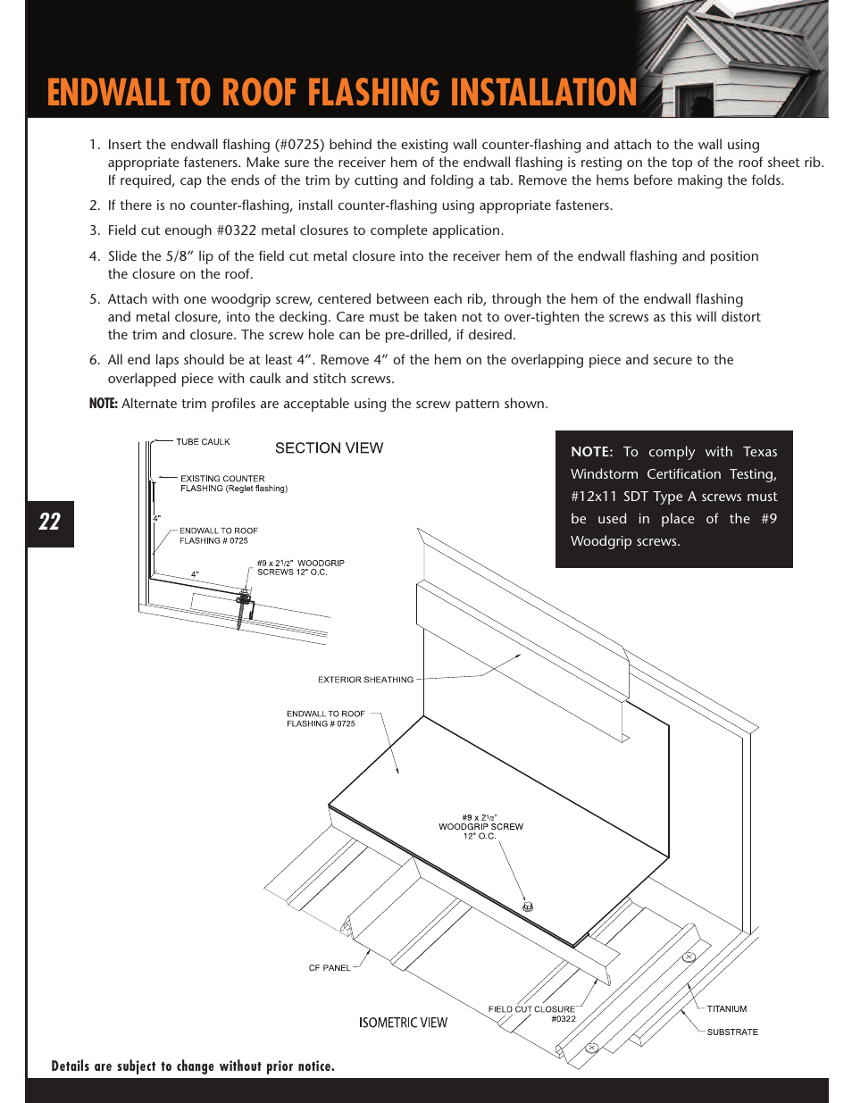 Endwall to roof flashing installation | Mueller CF Panel User Manual | Page 22 / 28