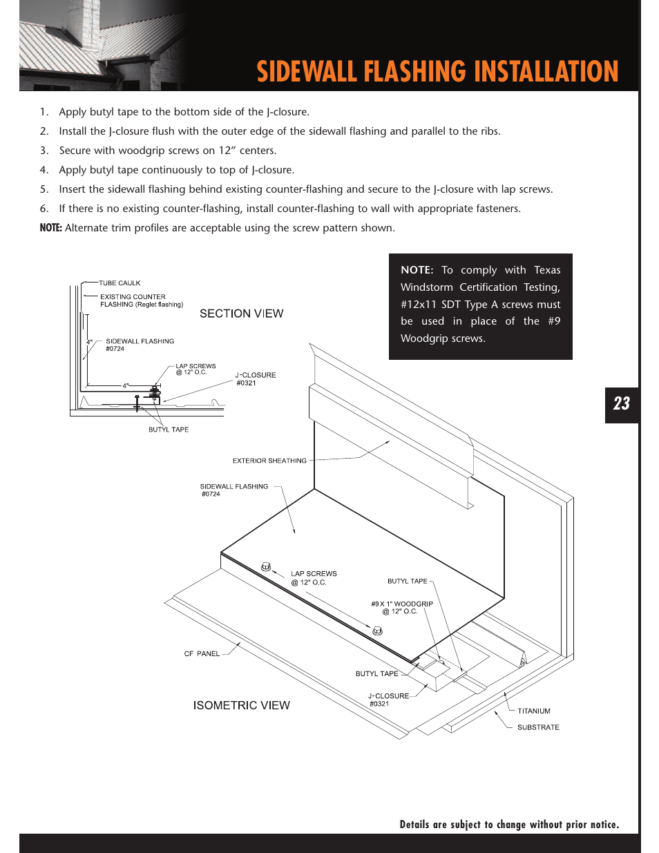 Sidewall flashing installation | Mueller CF Panel User Manual | Page 23 / 28