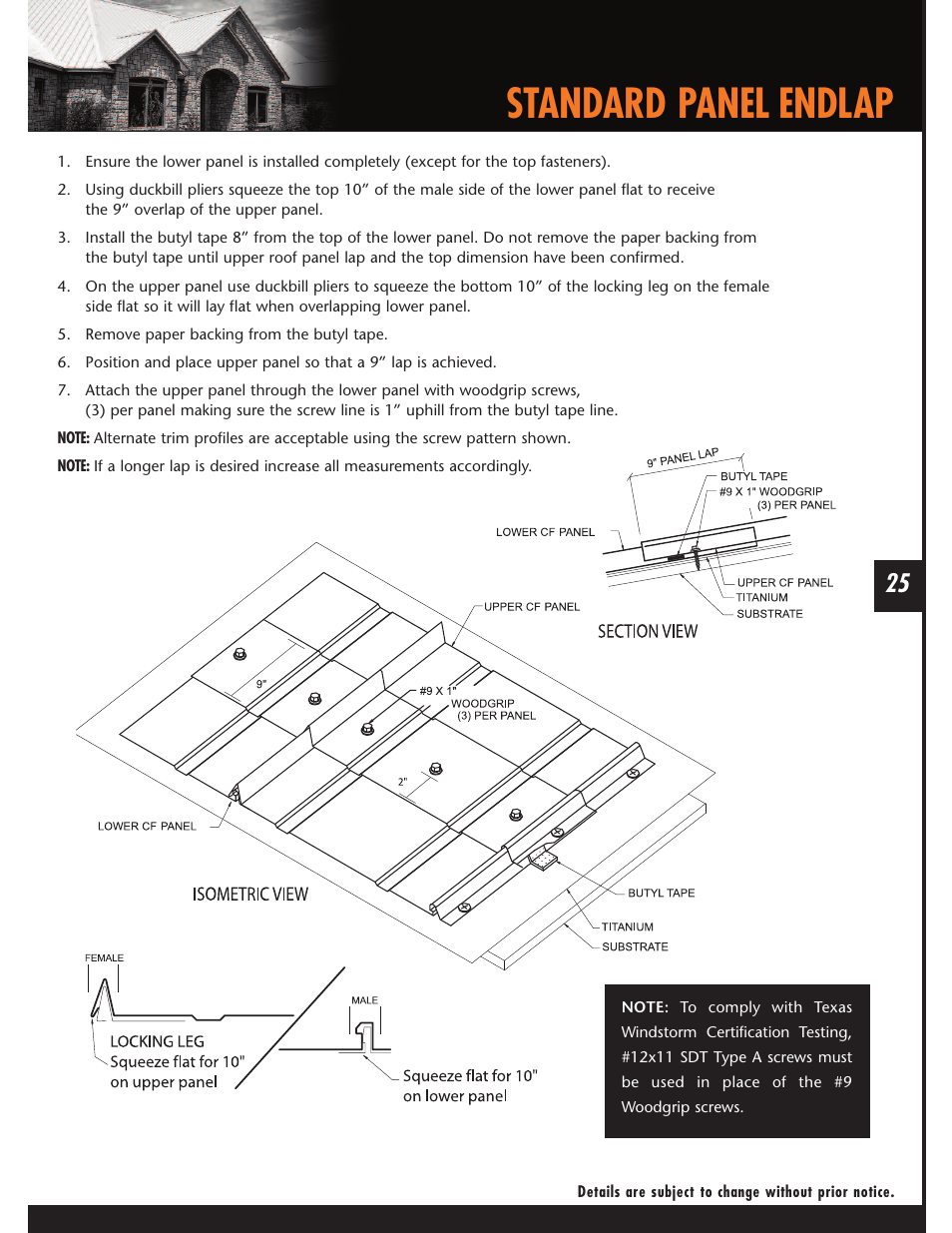 Standard panel endlap | Mueller CF Panel User Manual | Page 25 / 28