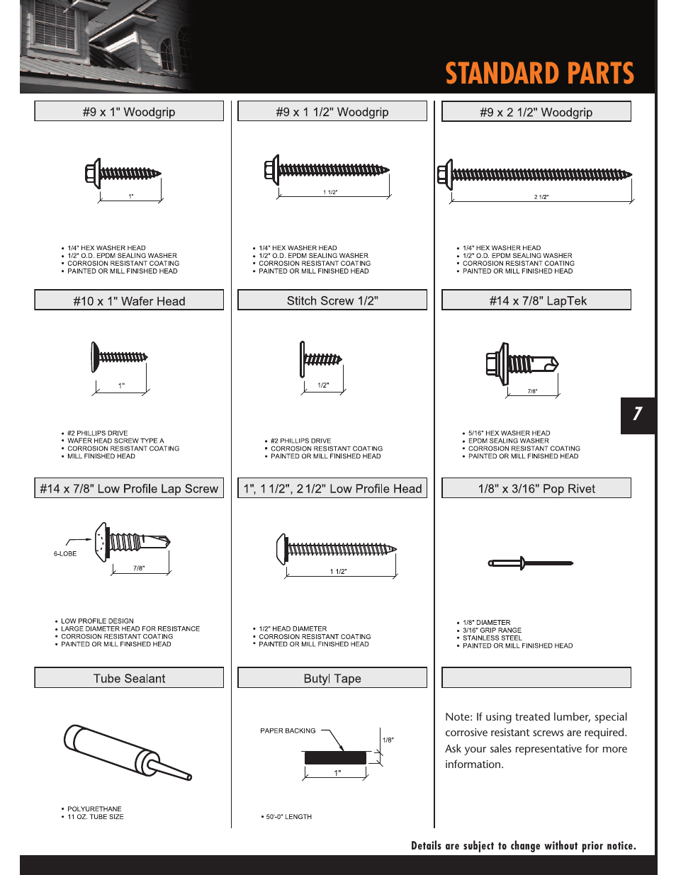 Standard parts | Mueller CF Panel User Manual | Page 7 / 28