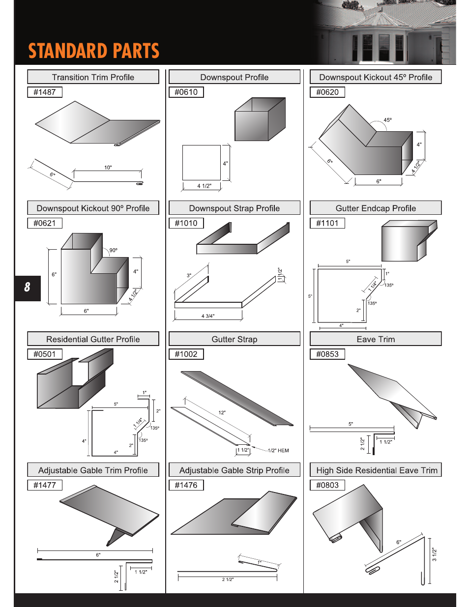 Standard parts | Mueller CF Panel User Manual | Page 8 / 28