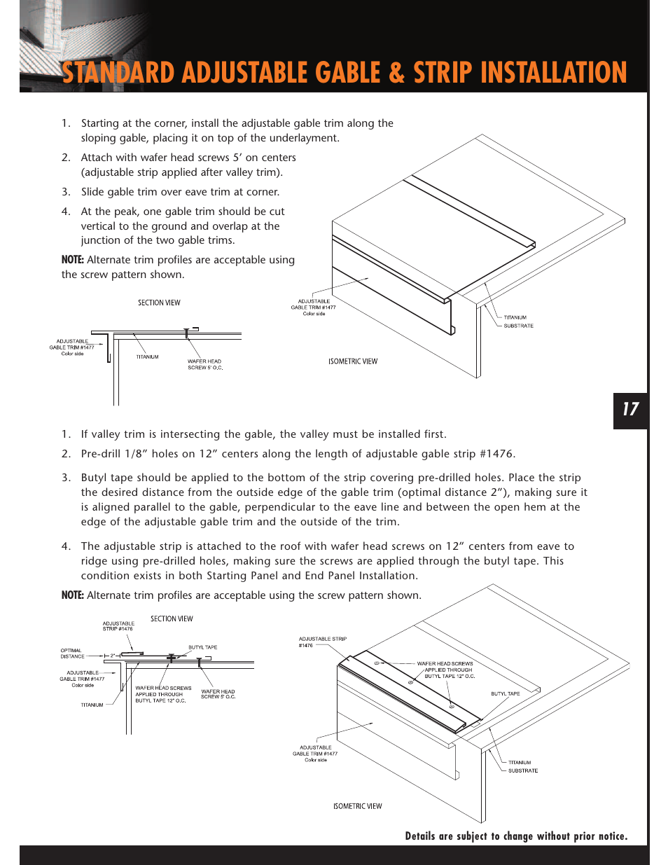 Standard adjustable gable & strip installation | Mueller U-Panel User Manual | Page 17 / 28