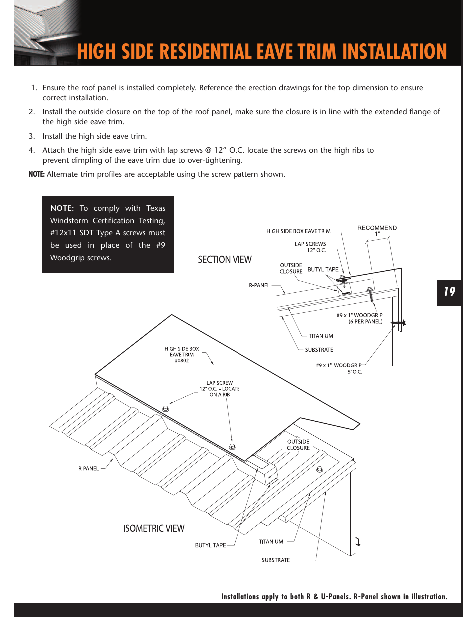 High side residential eave trim installation | Mueller U-Panel User Manual | Page 19 / 28