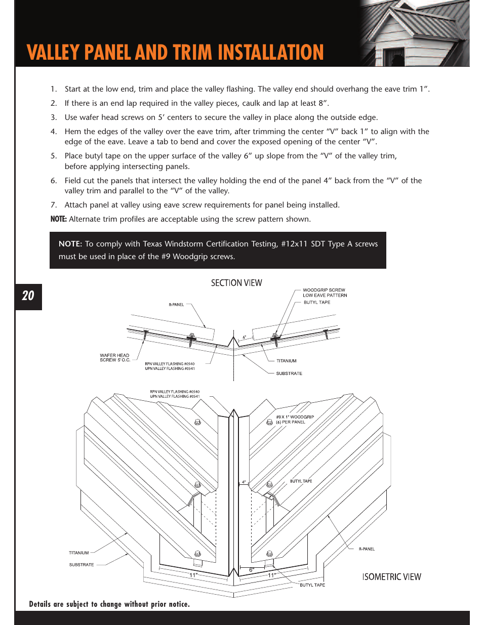 Valley panel and trim installation | Mueller U-Panel User Manual | Page 20 / 28