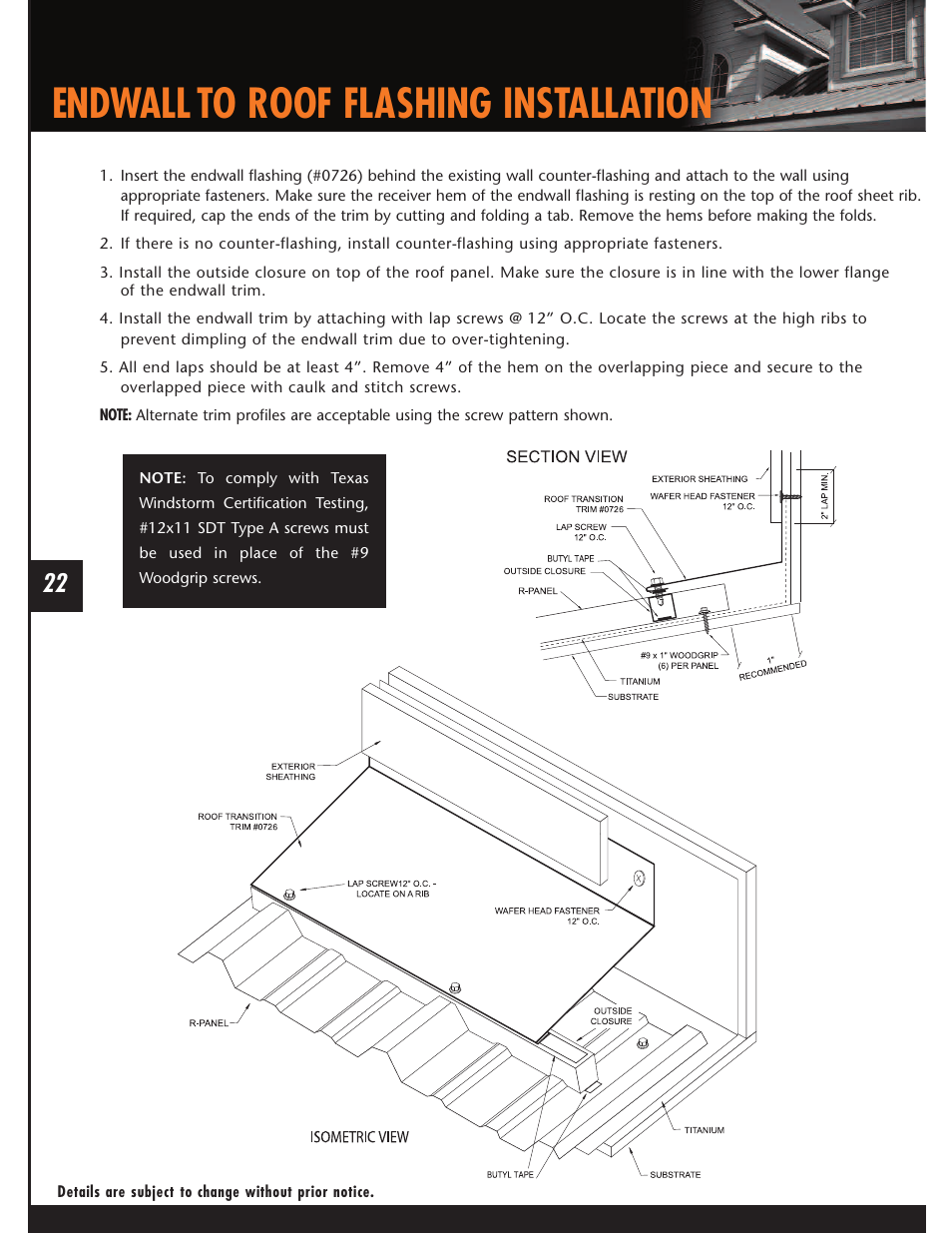 Endwall to roof flashing installation | Mueller U-Panel User Manual | Page 22 / 28