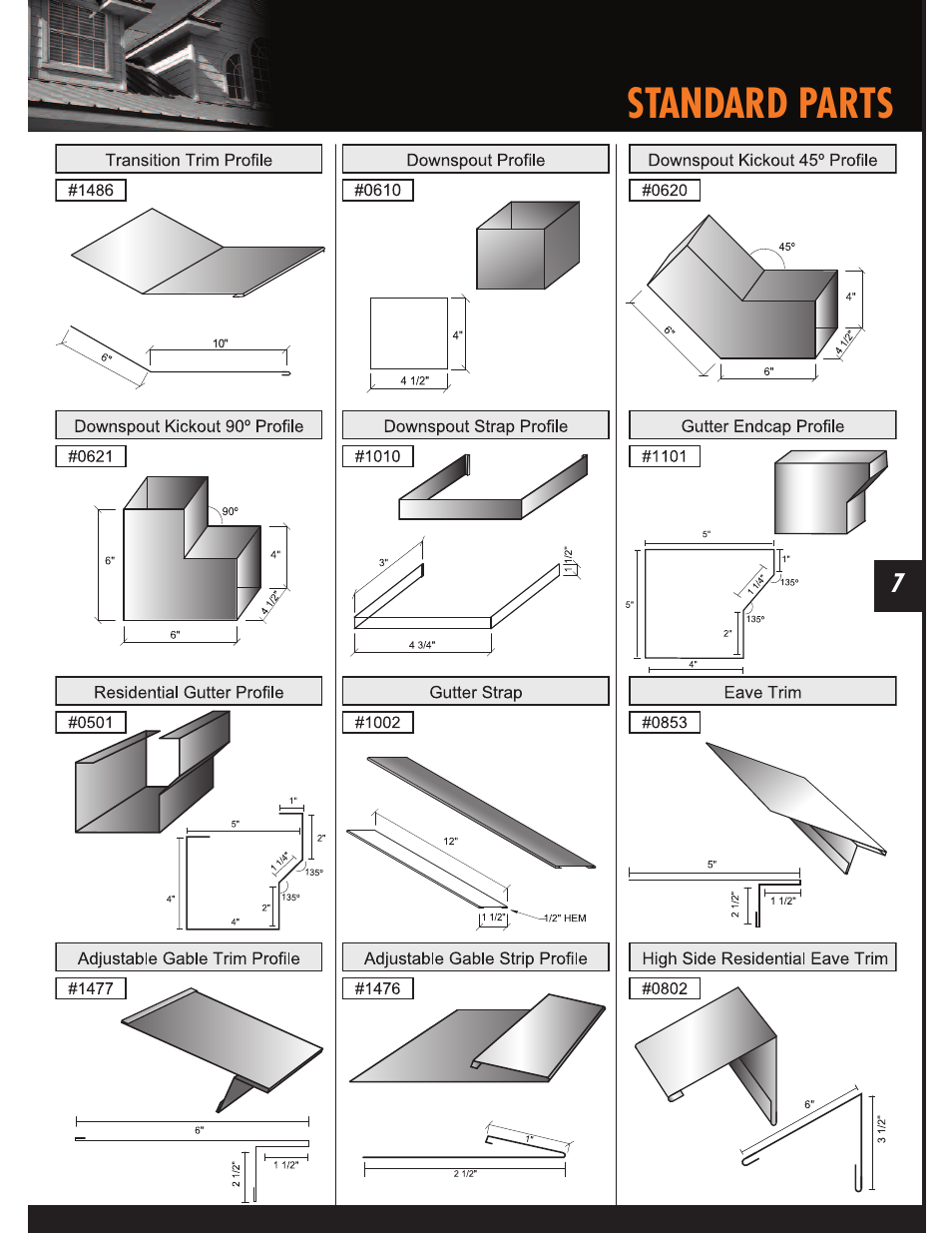 Standard parts | Mueller U-Panel User Manual | Page 7 / 28