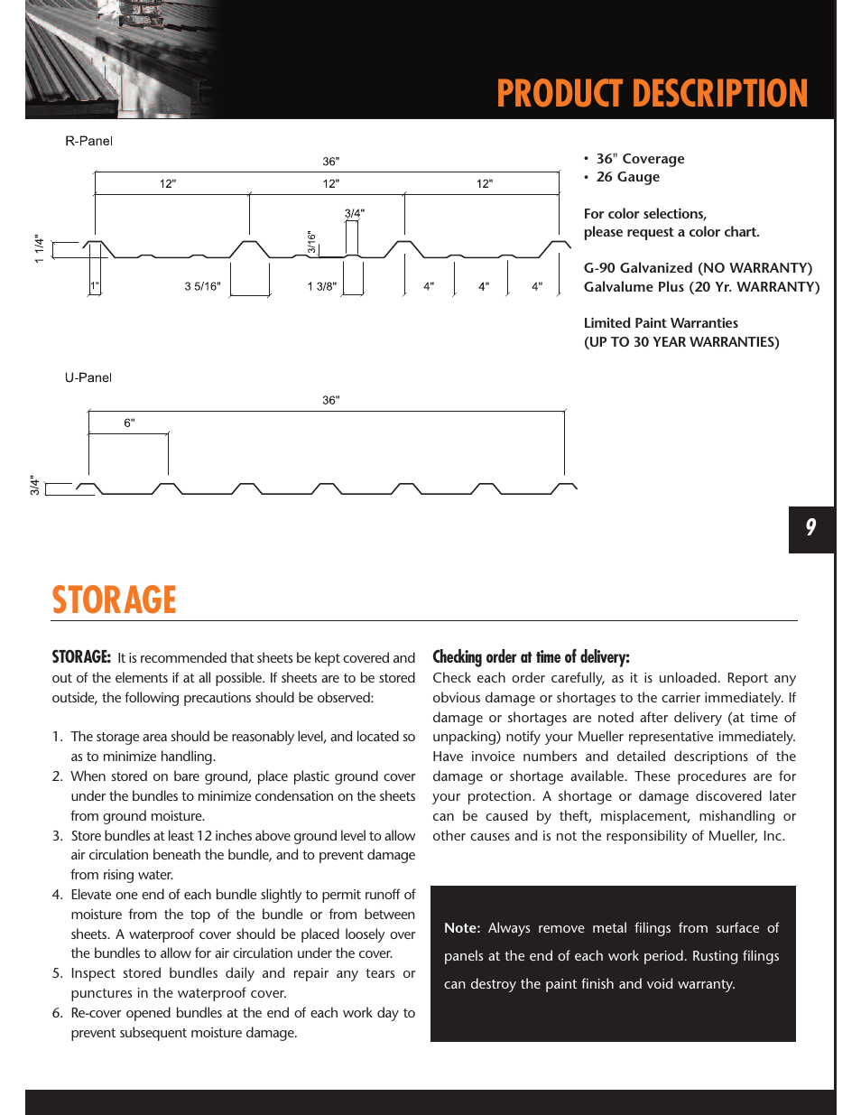 Product description, Storage | Mueller U-Panel User Manual | Page 9 / 28