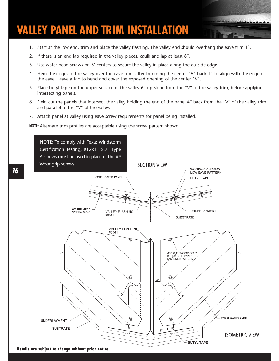 Valley panel and trim installation | Mueller Corrugated Panel User Manual | Page 16 / 24