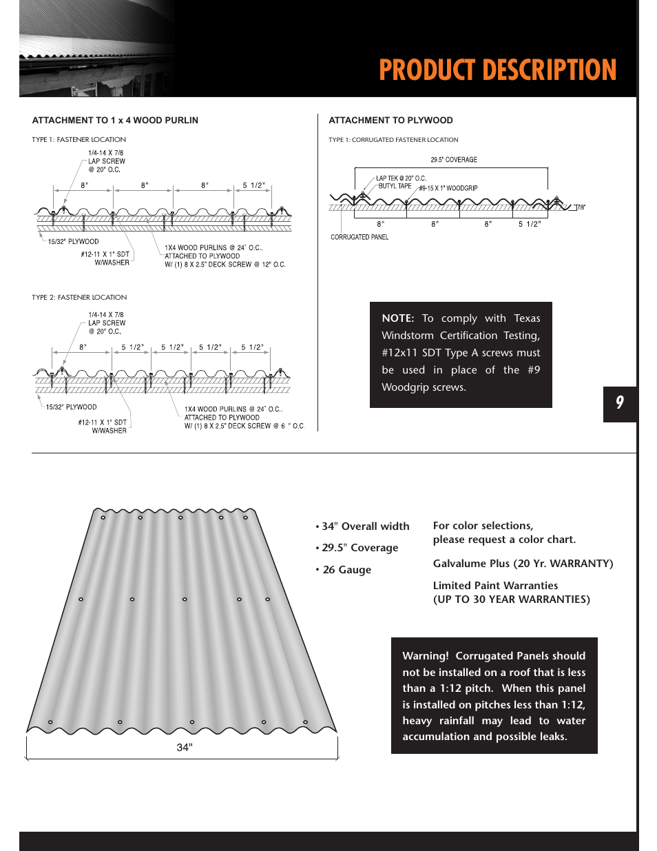 Product description | Mueller Corrugated Panel User Manual | Page 9 / 24