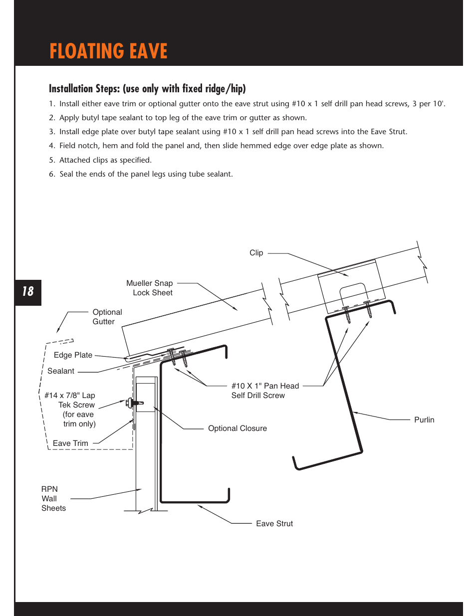 Floating eave | Mueller Snap Lock (MSL) User Manual | Page 18 / 44