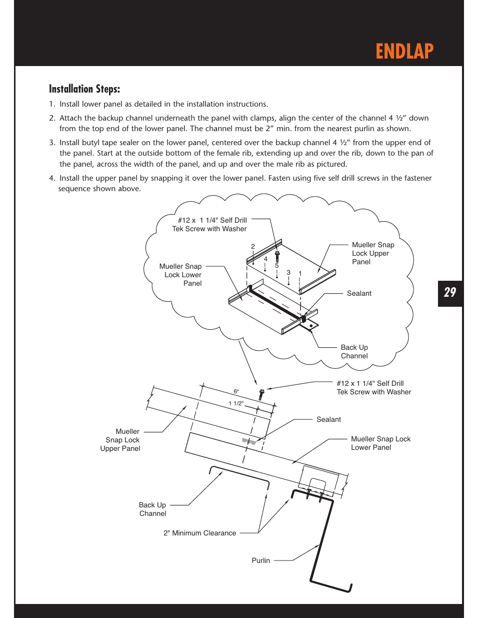 Endlap, Installation steps | Mueller Snap Lock (MSL) User Manual | Page 29 / 44