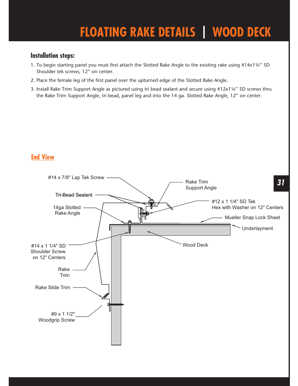 Floating rake details | wood deck | Mueller Snap Lock (MSL) User Manual | Page 31 / 44