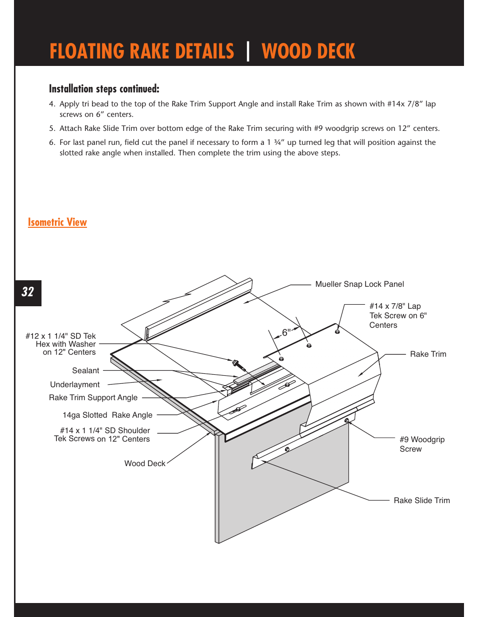 Floating rake details | wood deck | Mueller Snap Lock (MSL) User Manual | Page 32 / 44