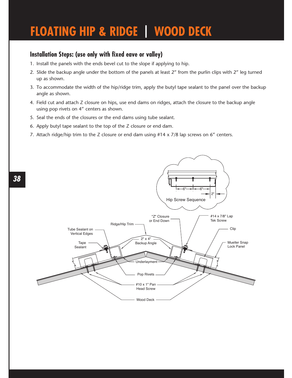 Floating hip & ridge | wood deck | Mueller Snap Lock (MSL) User Manual | Page 38 / 44