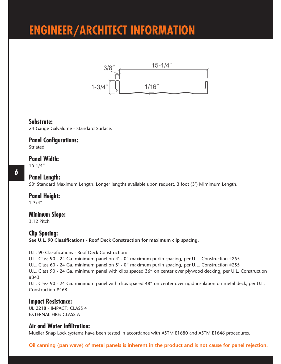 Engineer/architect information | Mueller Snap Lock (MSL) User Manual | Page 6 / 44
