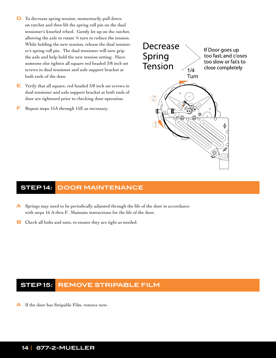 Mueller Roll-Up Door L250 User Manual | Page 14 / 16