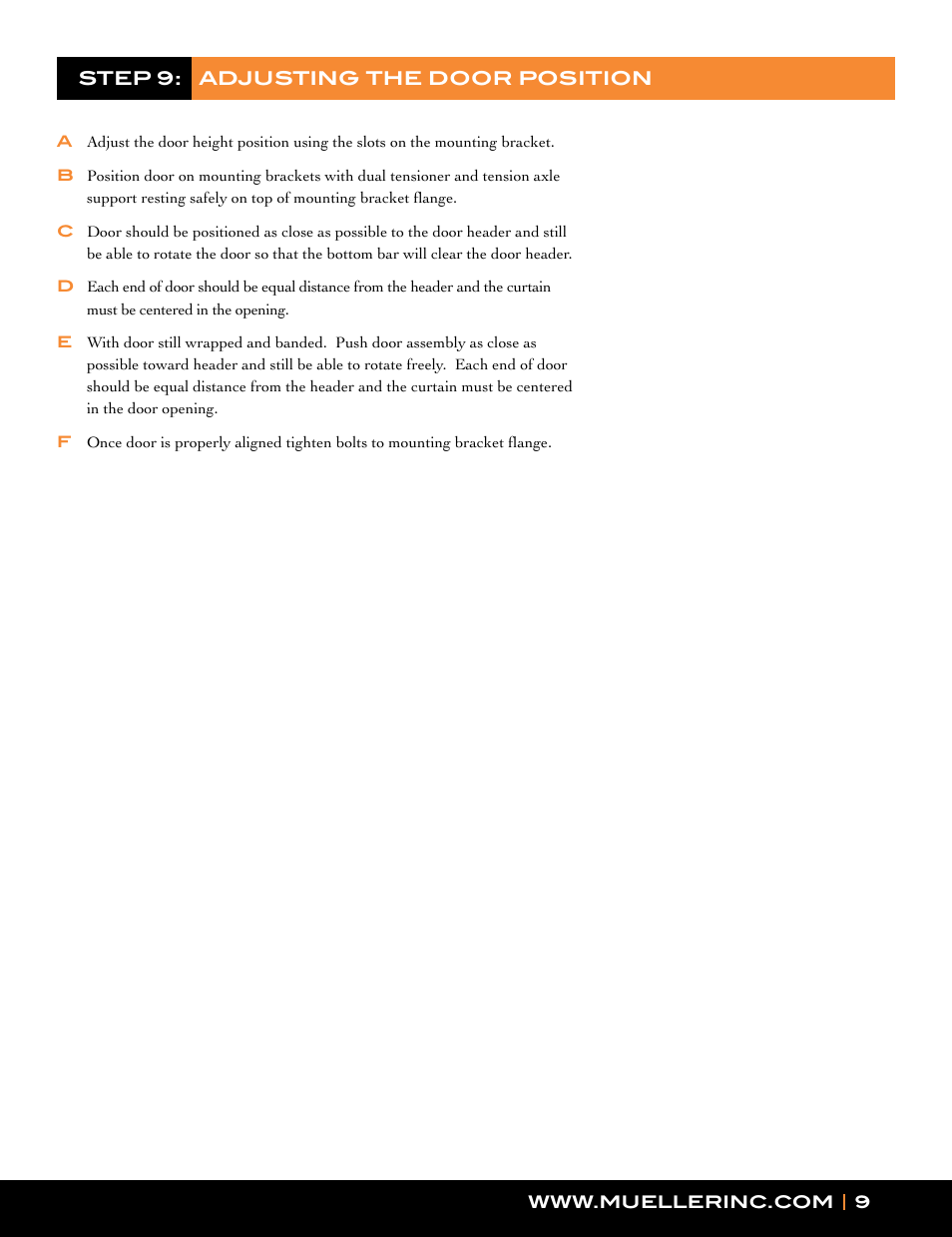 Mueller Roll-Up Door L250 User Manual | Page 9 / 16