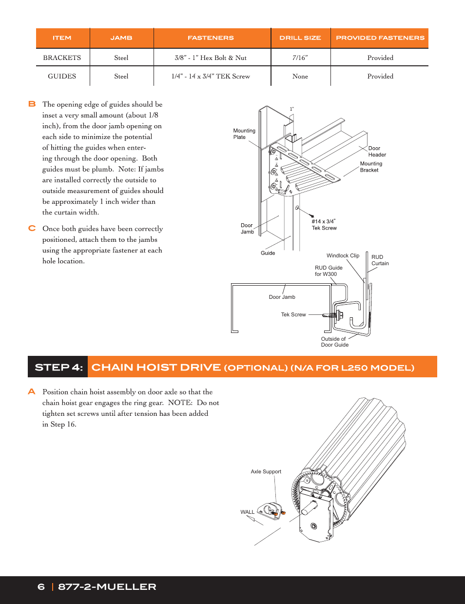 Mueller Roll-Up Door W300 User Manual | Page 6 / 16