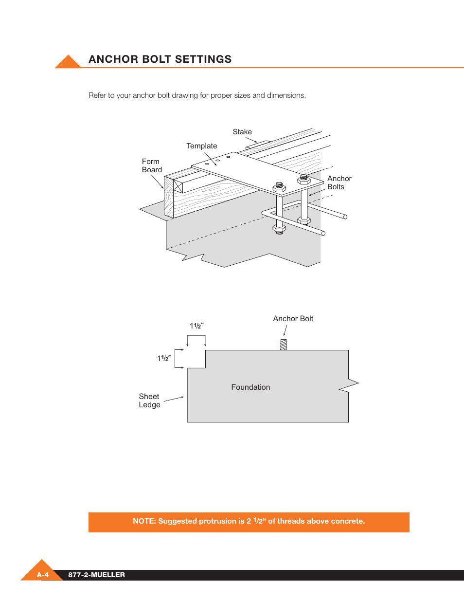 Anchor bolt settings | Mueller Pre-Fab User Manual | Page 10 / 112