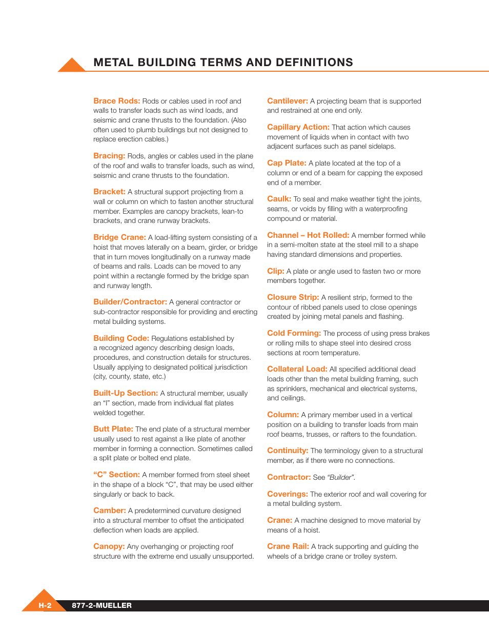 Metal building terms and definitions | Mueller Pre-Fab User Manual | Page 104 / 112