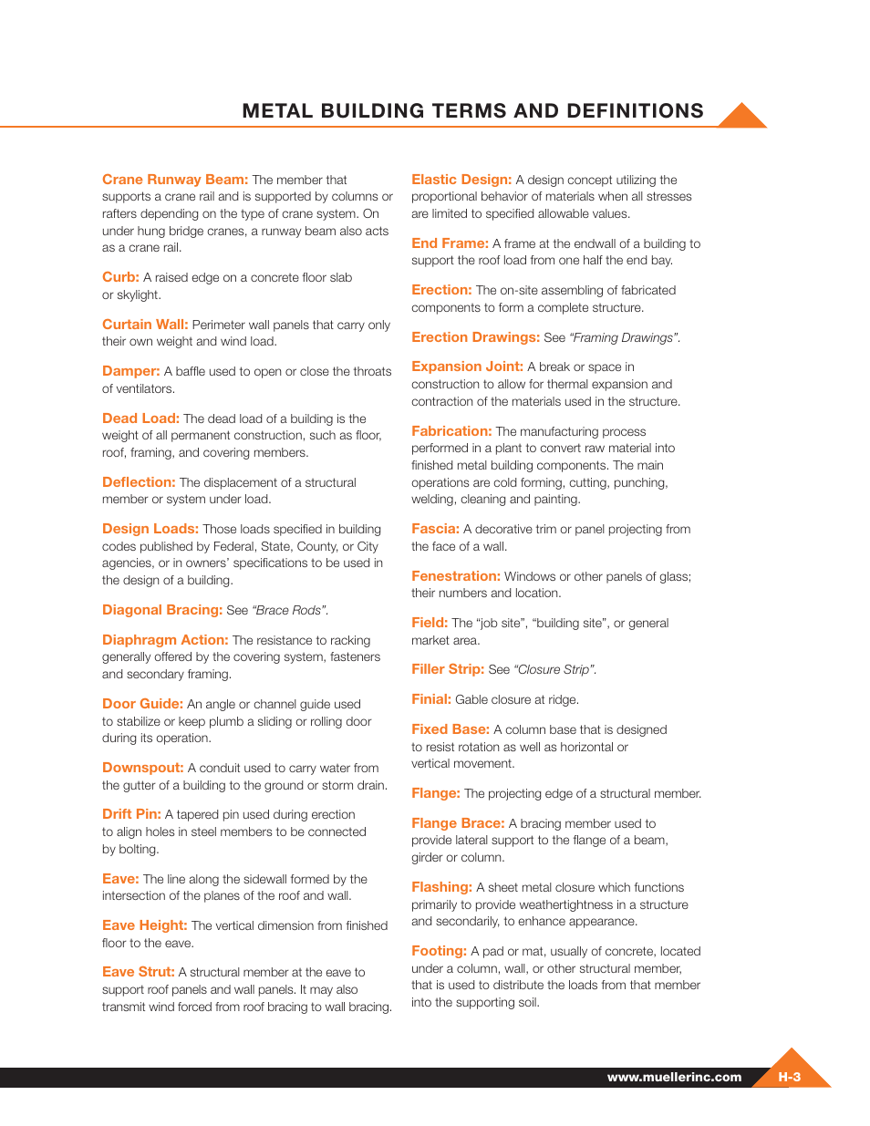 Metal building terms and definitions | Mueller Pre-Fab User Manual | Page 105 / 112