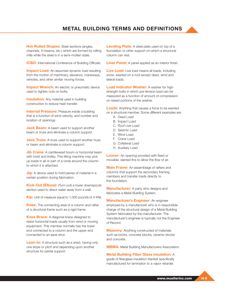Metal building terms and definitions | Mueller Pre-Fab User Manual | Page 107 / 112