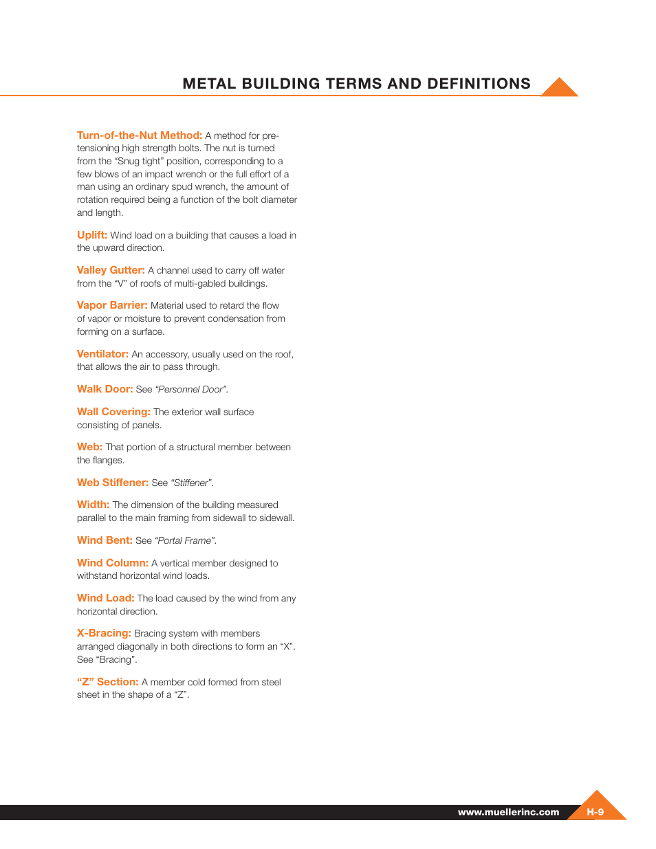 Metal building terms and definitions | Mueller Pre-Fab User Manual | Page 111 / 112