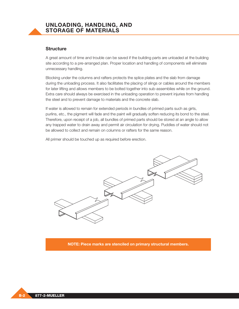 Unloading, handling, and storage of materials | Mueller Pre-Fab User Manual | Page 14 / 112