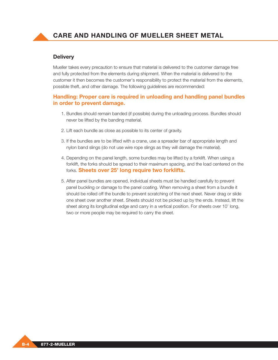 Care and handling of mueller sheet metal | Mueller Pre-Fab User Manual | Page 16 / 112