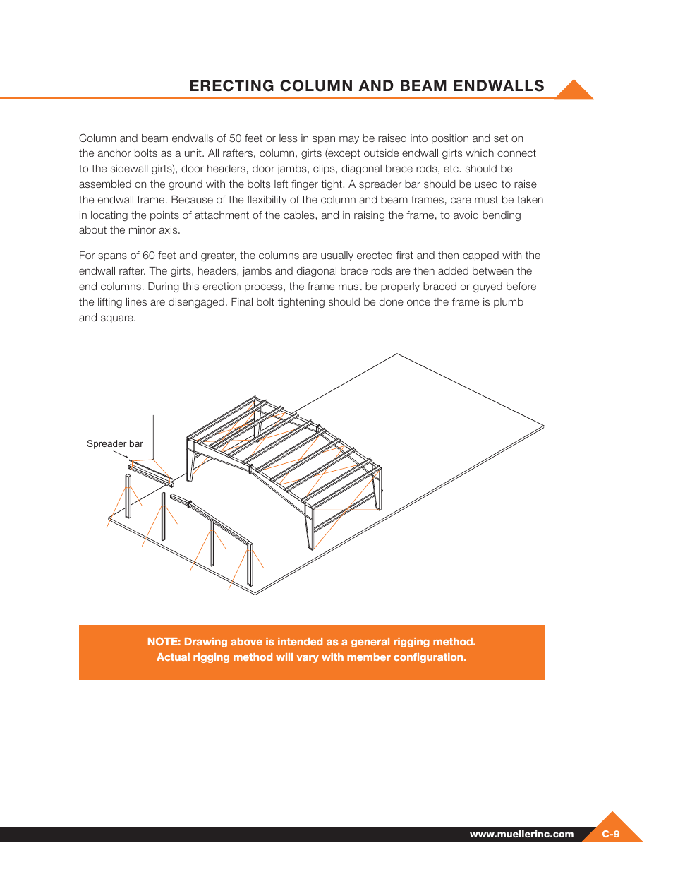 Erecting column and beam endwalls | Mueller Pre-Fab User Manual | Page 29 / 112