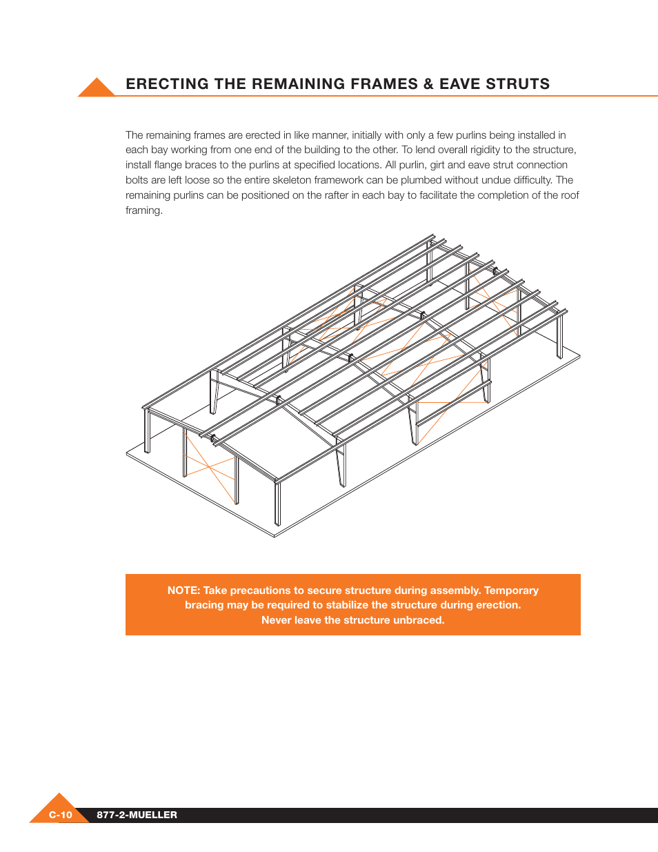 Erecting the remaining frames & eave struts | Mueller Pre-Fab User Manual | Page 30 / 112