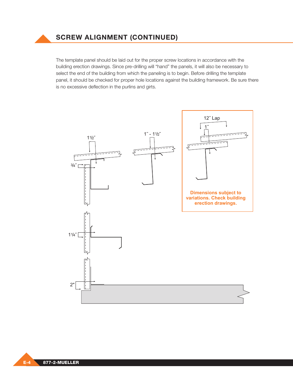 Screw alignment (continued) | Mueller Pre-Fab User Manual | Page 50 / 112