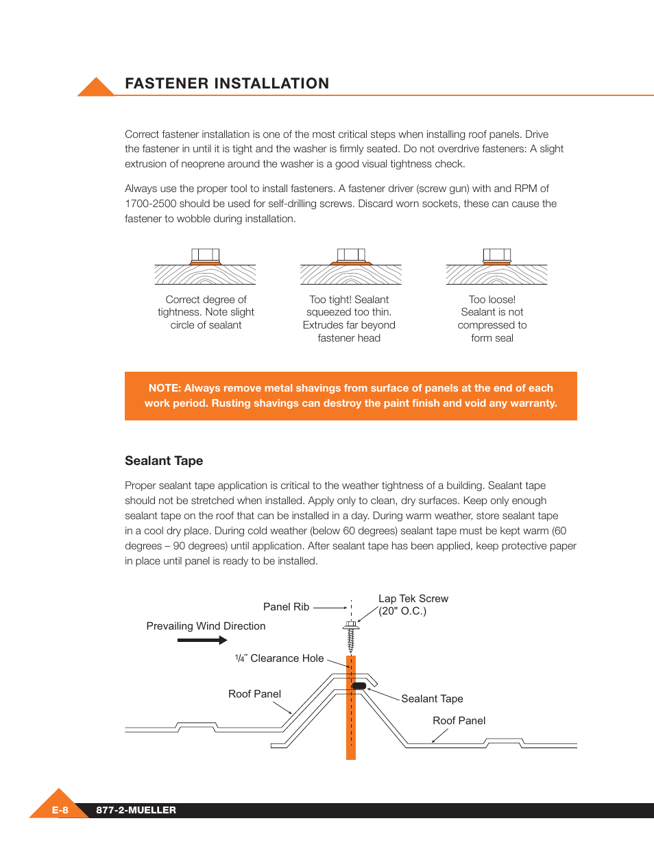 Fastener installation | Mueller Pre-Fab User Manual | Page 54 / 112