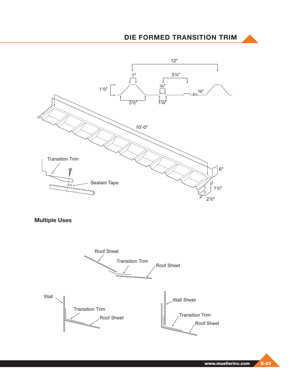 Die formed transition trim, Multiple uses | Mueller Pre-Fab User Manual | Page 69 / 112