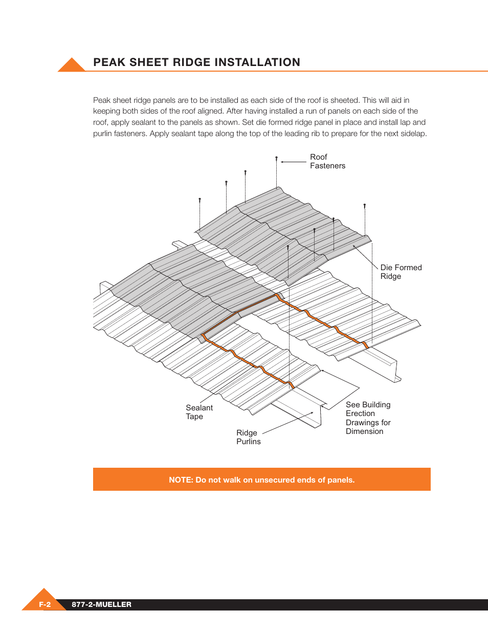 Peak sheet ridge installation | Mueller Pre-Fab User Manual | Page 76 / 112