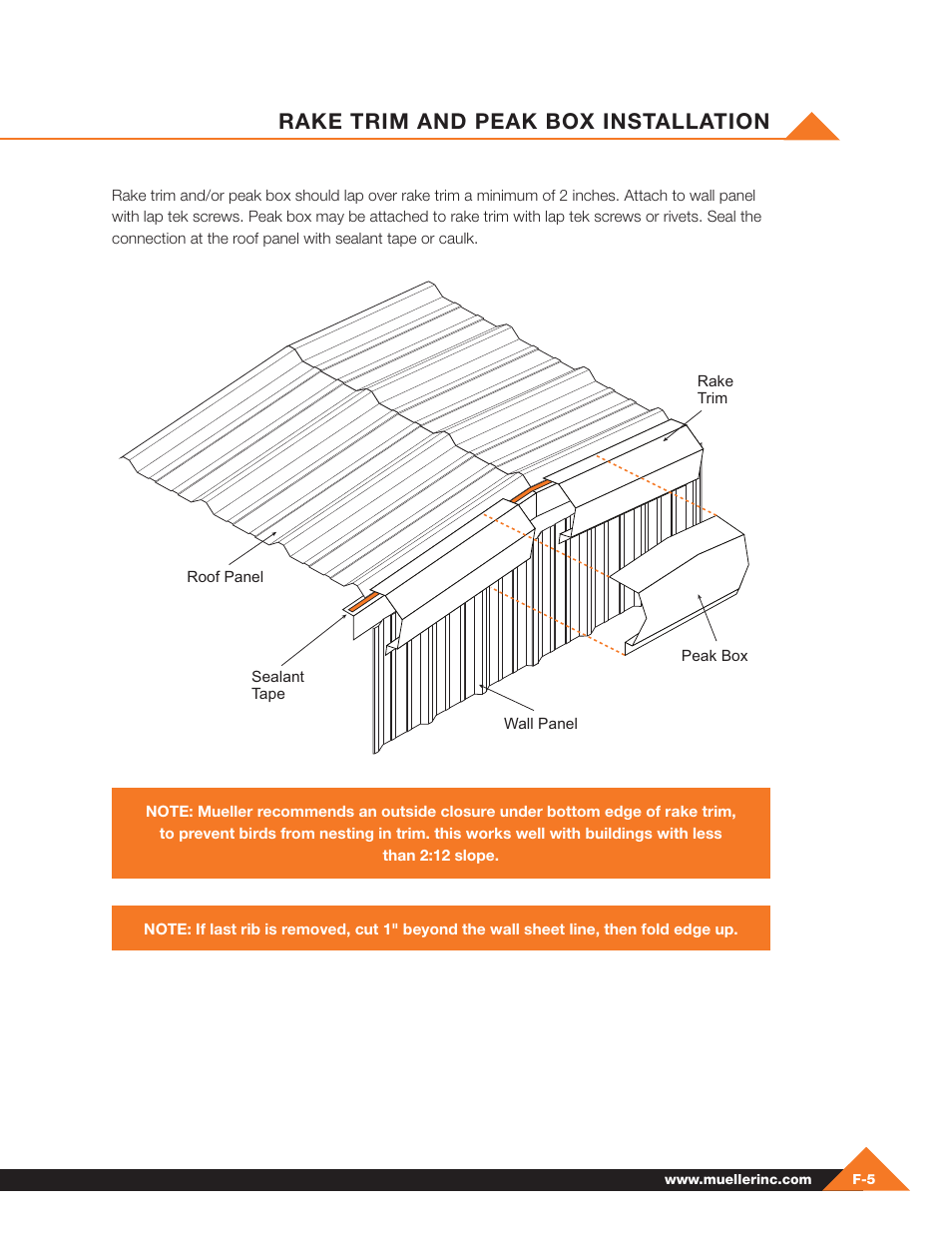 Rake trim and peak box installation | Mueller Pre-Fab User Manual | Page 79 / 112