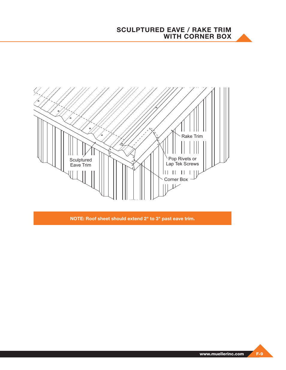 Sculptured eave / rake trim with corner box | Mueller Pre-Fab User Manual | Page 83 / 112